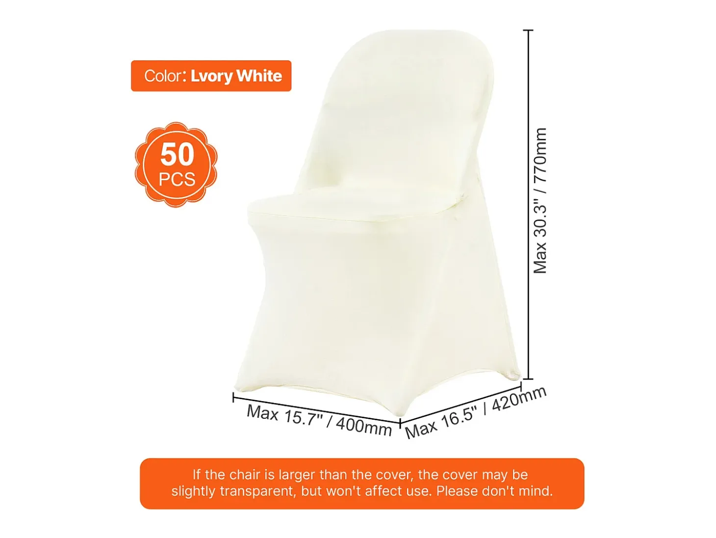 Funda de Silla SucceBuy 50 Piezas, Blanco Ívoro, Fundas de Protección Universal
