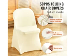Funda de Silla SucceBuy 50 Piezas, Blanco Ívoro, Fundas de Protección Universal