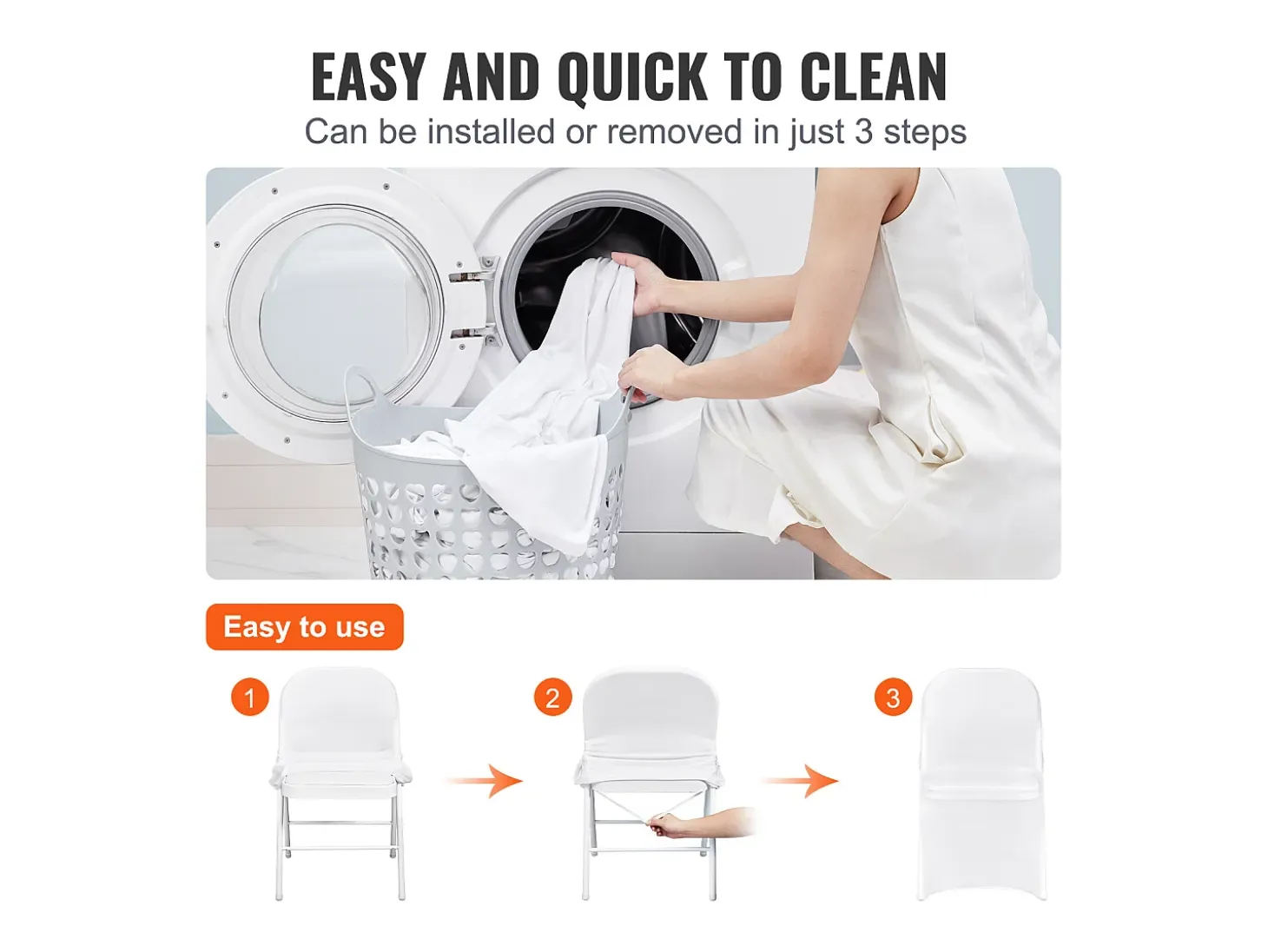Funda de Silla SucceBuy 12 Piezas, Blanco, Fundas de Sillas Plegables en Elastano Extensible para Matrimonio y Fiesta