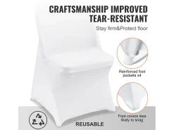 Funda de Silla SucceBuy 12 Piezas, Blanco, Fundas de Sillas Plegables en Elastano Extensible para Matrimonio y Fiesta