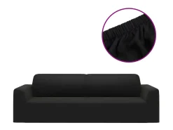 Funda elástica para sillón de 3 plazas poliéster jersey negra ES202499
