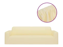 Funda elástica para sillón de 3 plazas poliéster jersey crema ES132287