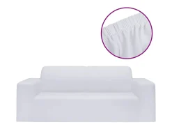 Funda elástica para sillón de 2 plazas poliéster jersey blanca ES656439