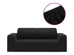 Funda elástica para sillón de 2 plazas poliéster jersey negra ES609118