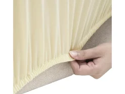 Funda elástica para sofá de 4 plazas poliéster jersey crema ES789273