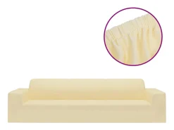 Funda elástica para sofá de 4 plazas poliéster jersey crema ES789273