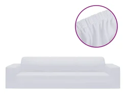 Funda elástica para sofá de 4 plazas poliéster jersey blanca ES957310