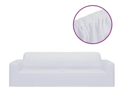 Funda elástica para sofá de 3 plazas poliéster jersey blanca ES554090