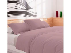 Funda nórdica de algodón 57 hilos 240x220 cm rosa viejo liso, por Soleil d'Ocre