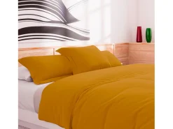 Funda nórdica de algodón de 57 hilos 240x220 cm LISO mostaza, por Soleil d'Ocre