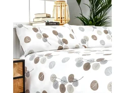 Funda nórdica HONDARRIBIA 100% algodón orgánico beige cama 200