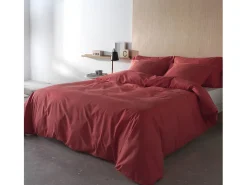 Funda nórdica lisa Coral cama 120 cm - 200x200 cm, algodón 200 hilos. Cierre con botones.