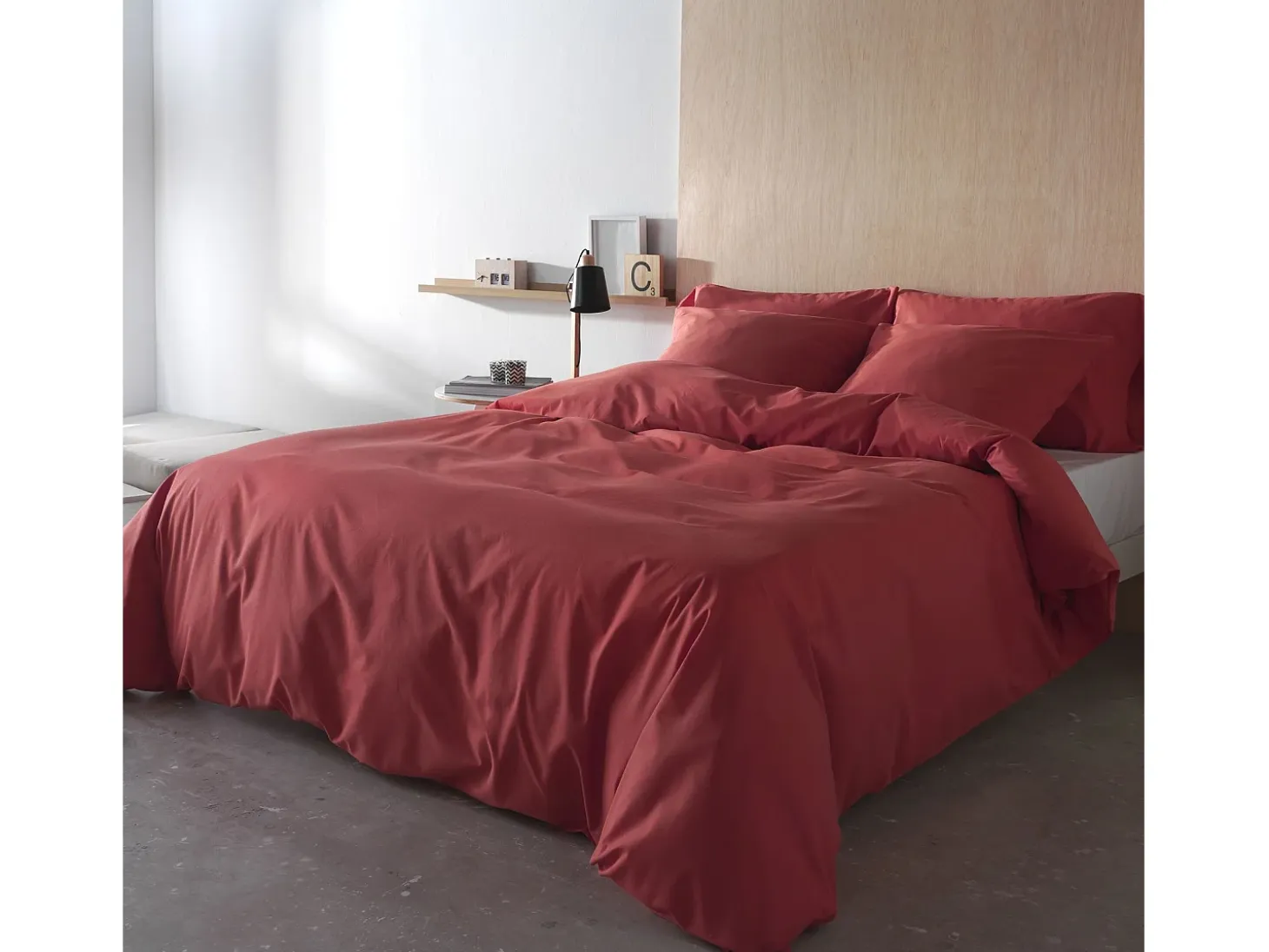 Funda nórdica lisa Coral cama 120 cm - 200x200 cm, algodón 200 hilos. Cierre con botones.