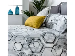 Funda nórdica MARMOL percal algodón gris y blanco 240x260 Cama 150