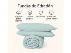 Funda nórdica verde agua 200x190/200 - 100% algodón orgánico premium