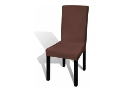 Funda para silla elástica recta 6 unidades marrón ES394839