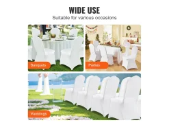 Fundas de Silla Cubierta SucceBuy 50 Piezas, Cubierta Fundas de Silla Boda, Blanco, para Banquete
