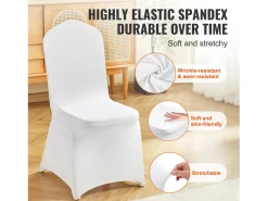 Fundas para Sillas Plegables de Elastano Elástico Blanco SucceBuy, Pack de 150 para Fiestas de Boda