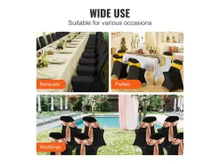 Fundas para Sillas Plegables de Elastano Elástico Negro SucceBuy, Juego de 100 para Boda Comedor