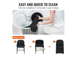 Fundas para Sillas Plegables de Elastano Elástico Negro SucceBuy, Juego de 100 para Boda Comedor