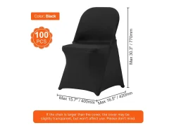 Fundas para Sillas Plegables de Elastano Elástico Negro SucceBuy, Juego de 100 para Boda Comedor