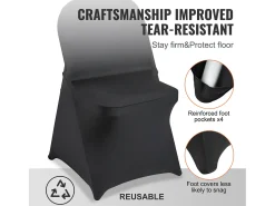 Fundas para Sillas Plegables de Elastano Elástico Negro SucceBuy, Juego de 100 para Boda Comedor