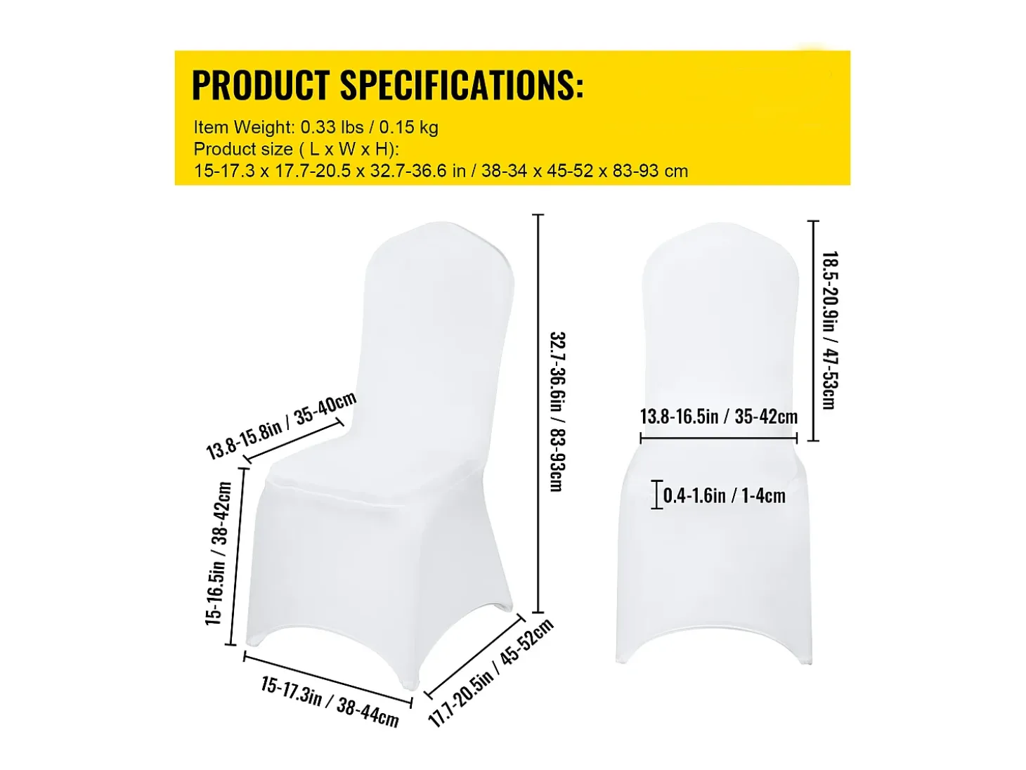 Fundas para Sillas SucceBuy Lote de 100 Fundas para Sillas Plegables de Elastano Extensible Blancas para Bodas y Fiestas