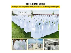 Fundas para Sillas SucceBuy Lote de 100 Fundas para Sillas Plegables de Elastano Extensible Blancas para Bodas y Fiestas