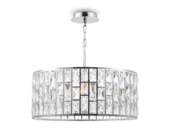 Gelid Araña Colgante Cilíndrico Cromo y Cristal, 4 Luces, E27