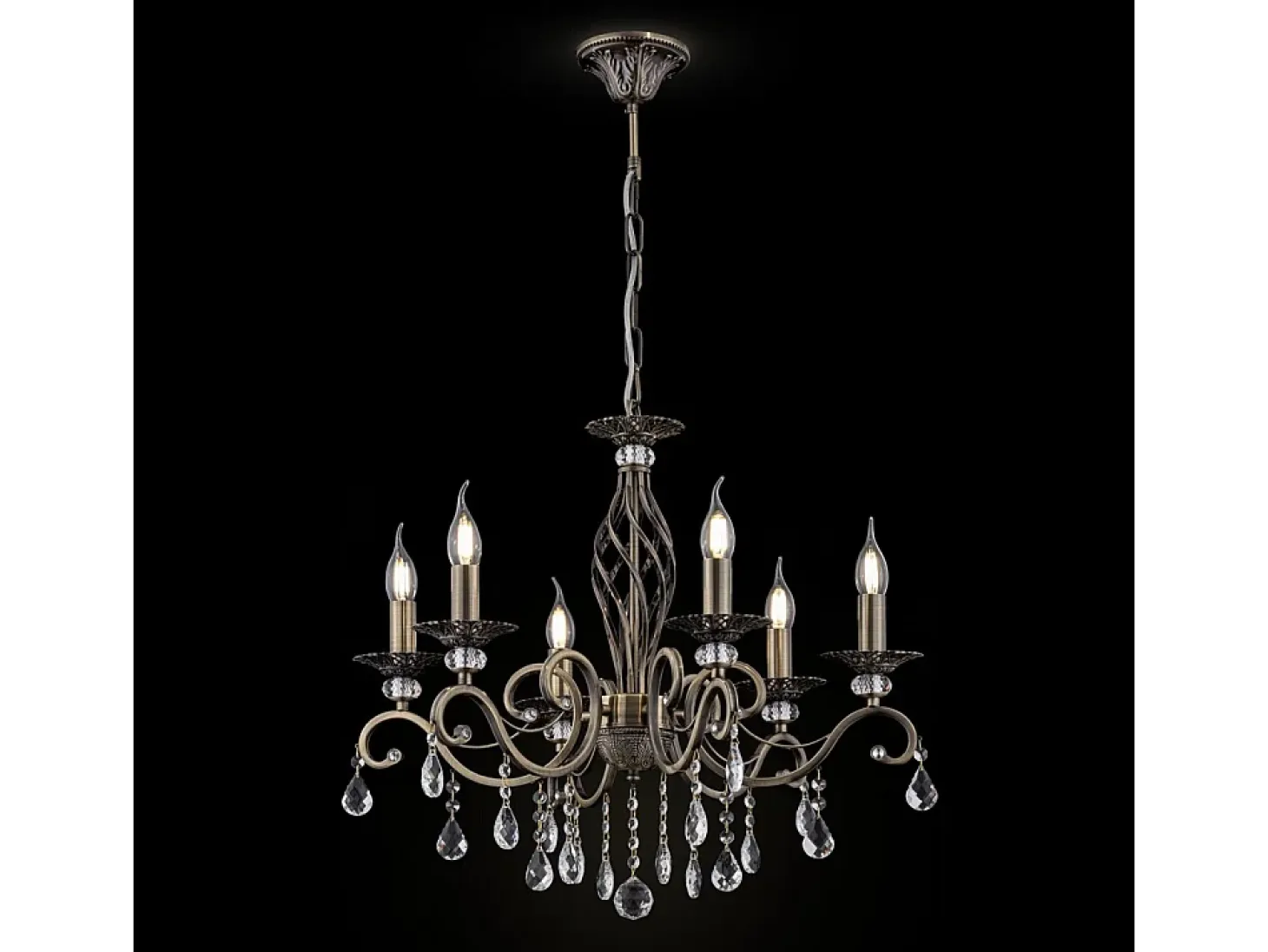 Grace Araña Latón y Cristal, 6 Luces, E14
