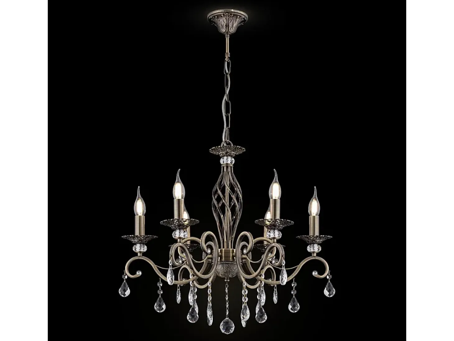 Grace Araña Latón y Cristal, 6 Luces, E14