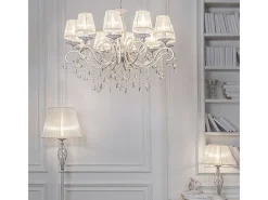 Grace Lámpara de Mesa Blanca con Oro y Cristal, 1 Luz, E14