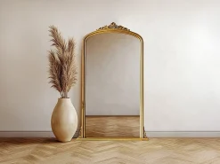 Gran espejo de madera de paulownia, L. 120 x Alt.190 cm, Dorado, MERRY
