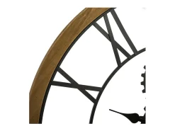 Gran Reloj de Pared Industrial de Madera y Metal D 70 cm Negro
