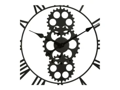 Gran Reloj de Pared Industrial de Madera y Metal D 70 cm Negro