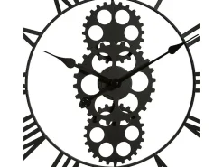 Gran Reloj de Pared Industrial de Madera y Metal D 70 cm Negro