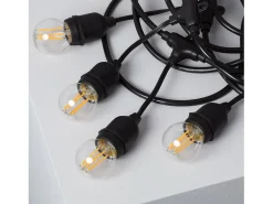 Guirnalda Exterior con Bombillas LED E27 Filamento 5.5m IP65 Negro 2700K Blanco Cálido