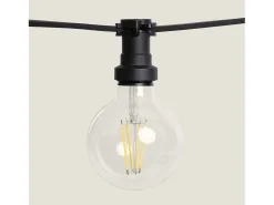 Guirnaldas para Exterior IP44 Cable Eléctrico Plano con Portalámparas E27 a Medida Negro 25 m