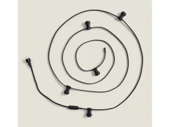 Guirnaldas para Exterior IP44 Cable Eléctrico Plano con Portalámparas E27 a Medida Negro 25 m