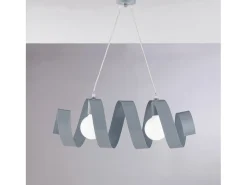 Helix - Lámpara de suspensión en hierro lacado gris mate con cable eléctrico orientable 2 luces L. 54 X 20 - BL141-2-GR
