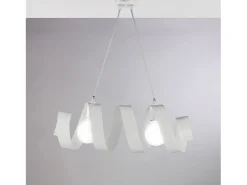Helix - Lámpara de suspensión en hierro lacado blanco brillo con cable eléctrico orientable 2 luces L. 54 X 20 - BL141-2-BCO