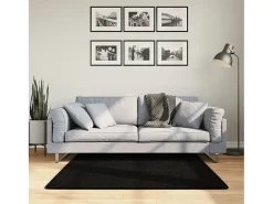 Hester Alfombra de pelo corto suave lavable HUARTE negro 120x120 cm
