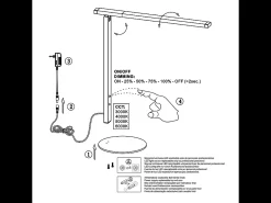 Ideal - Lámpara de mesa Fabas Luce negra - LED táctil de 10 W integrado, regulable CCT (3000K, 4000K, 5000K, 6000K)