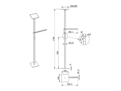 Ideal - Lámpara de pie LED negra de metal H.180 cm Fabas Luce - 2 luces de 40W y 8W con LED integrado 3000K