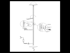Ideal - Lámpara de pie LED de metal blanco H.180 cm Fabas Luce - 2 luces de 40W y 8W con LED integrado 3000K
