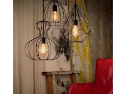 Ideal Lux Ampolla - 1 luz colgante de techo negro mate estilo jaula, E27