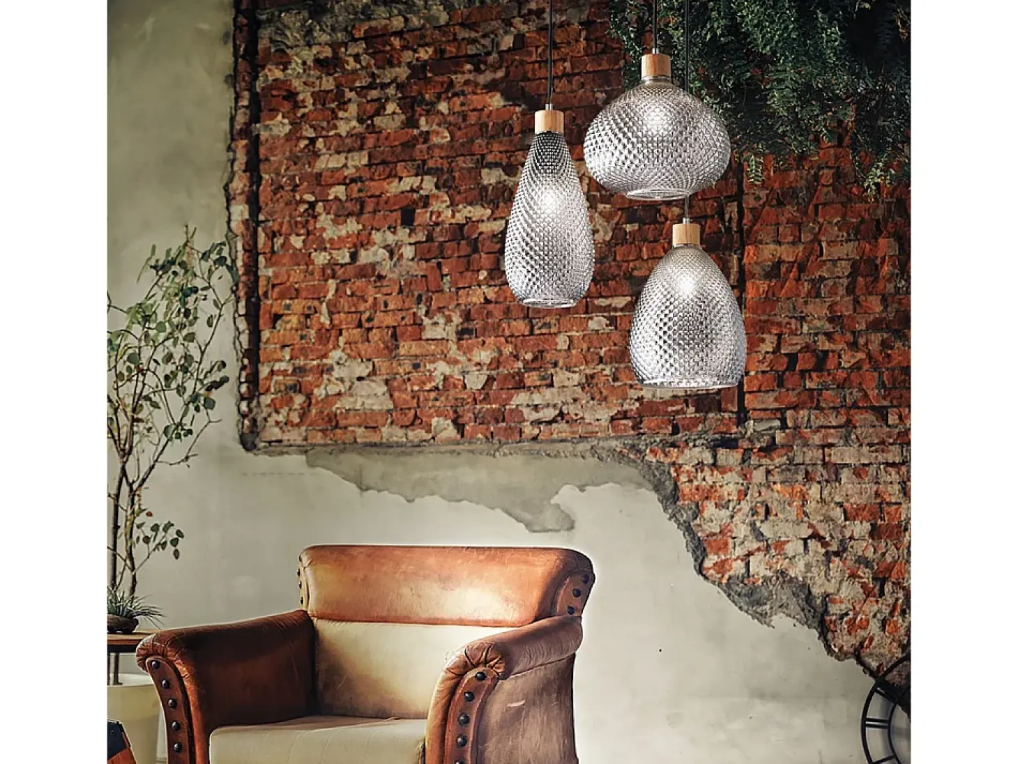 Ideal Lux BERGEN-3 - Lámpara colgante de techo tipo domo para interior 1 gris claro, E27