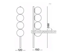 Ideal Lux BINOMIO Lámpara de techo con 4 luces en forma de globo, color blanco