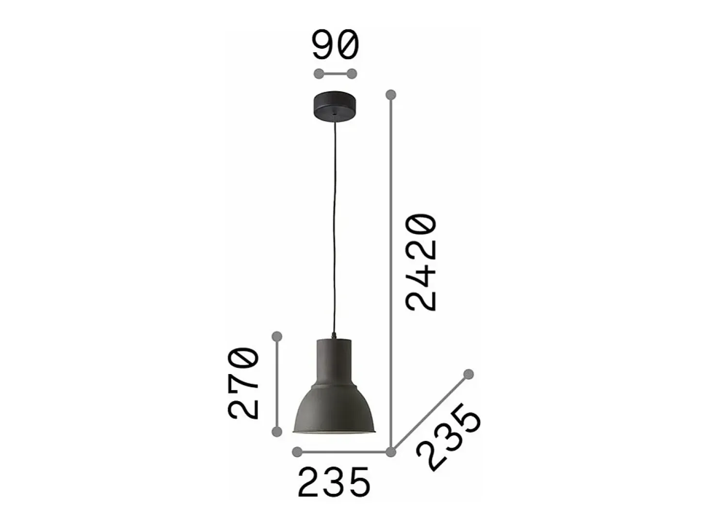 Ideal Lux Breeze - 1 lámpara colgante de techo tipo domo negro, E27