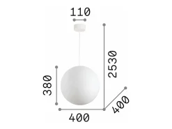 Ideal Lux CARTA - Lámpara colgante de techo Globe para interior 1 luz Blanca, E27